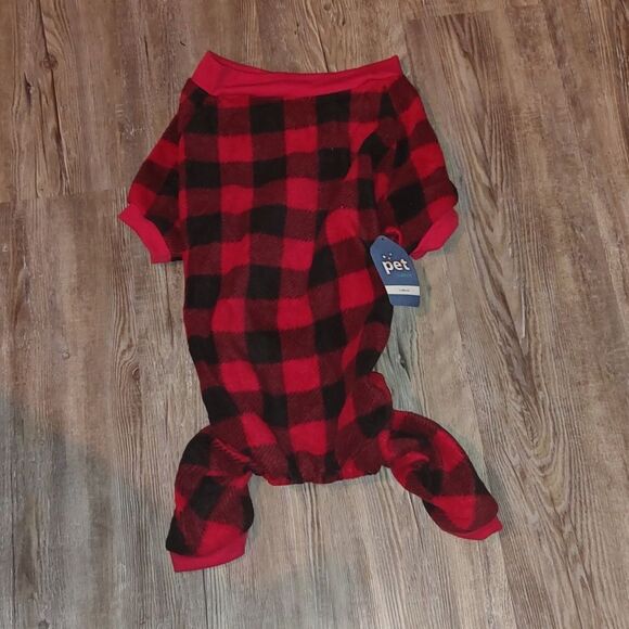 Dog Pet Pajamas for Dogs Red Plaid Sweaters Soft Clothes  Sz L - Picture 1 of 8